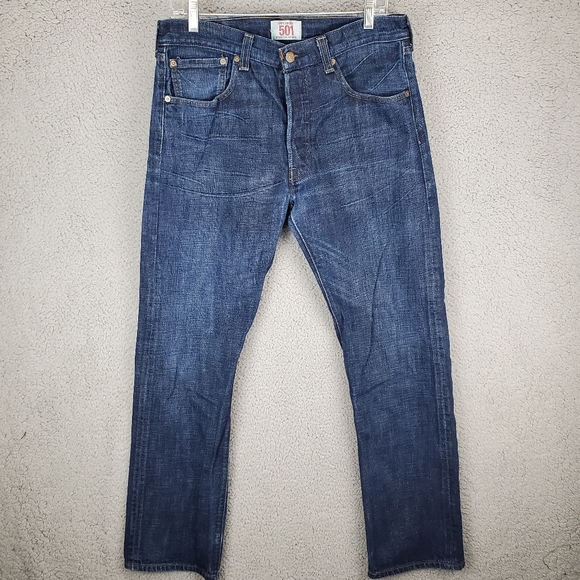 VTG Levi's 501 Button Fly Denim Jeans WPL423 Dark Made In Mexico Sz 33x32 (31”) - Picture 1 of 13